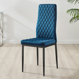 Furniturebox Lucia Valera 4 Seater Dining Set Grey Gloss Navy and Black - Blue - Wilko - thumbnail 5