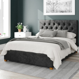 Aspire Olivier Double Black Mirazzi Velvet Ottoman Bed - Aspire Beds - Wilko
