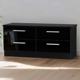Crowndale Knightsbridge 4 Drawer Black Gloss and Black Bed Box Ready Assembled - Black Gloss & Black - Wilko
