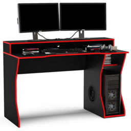 Enzo Gaming Computer Desk Black and Dark Red - Size: 59 x 130 x 92cm - Birlea - Wilko - thumbnail 4