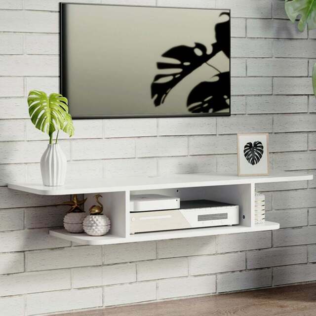 Portland White Wall Mounted Floating TV Unit - Size: 105 x 30 x 18cm - Wilko - image 1