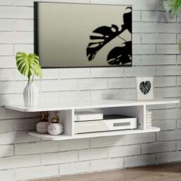 Portland White Wall Mounted Floating TV Unit - Size: 105 x 30 x 18cm - Wilko - thumbnail 1