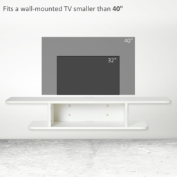 Portland White Wall Mounted Floating TV Unit - Size: 105 x 30 x 18cm - Wilko - thumbnail 7