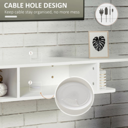 Portland White Wall Mounted Floating TV Unit - Size: 105 x 30 x 18cm - Wilko - thumbnail 5
