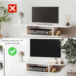 Portland White Wall Mounted Floating TV Unit - Size: 105 x 30 x 18cm - Wilko - thumbnail 6