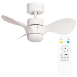 ValueLights Matt White Integrated LED Ceiling Fan with Remote 24 inch - Size: 30 x 60 x 60cm - Wilko