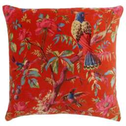 Paoletti Paradise Orange Velvet Cushion - Size: 50 x 50 cm - Wilko - thumbnail 1