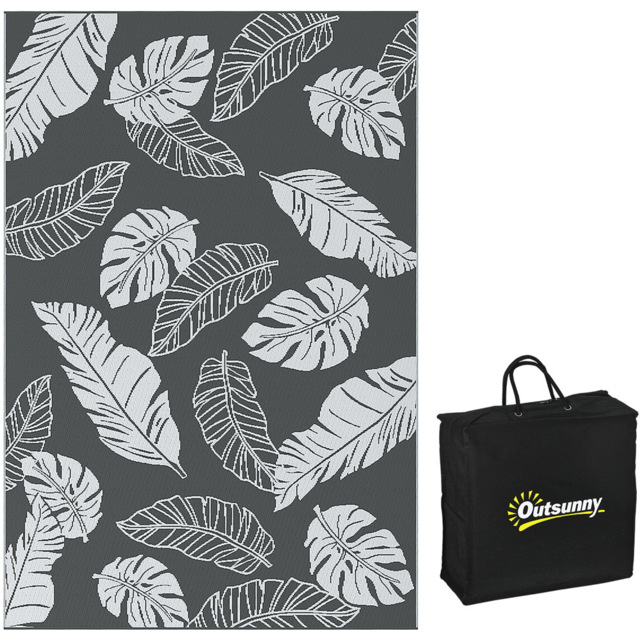 Outsunny Grey and White Reversible Outdoor Rug with Carry Bag 182 x 274cm - Size: 274 x 182 x 0.3cm - Wilko - image 1