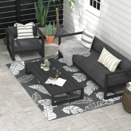 Outsunny Grey and White Reversible Outdoor Rug with Carry Bag 182 x 274cm - Size: 274 x 182 x 0.3cm - Wilko - thumbnail 3