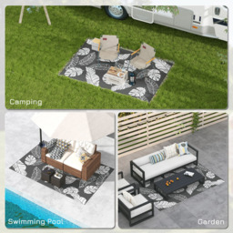 Outsunny Grey and White Reversible Outdoor Rug with Carry Bag 182 x 274cm - Size: 274 x 182 x 0.3cm - Wilko - thumbnail 6