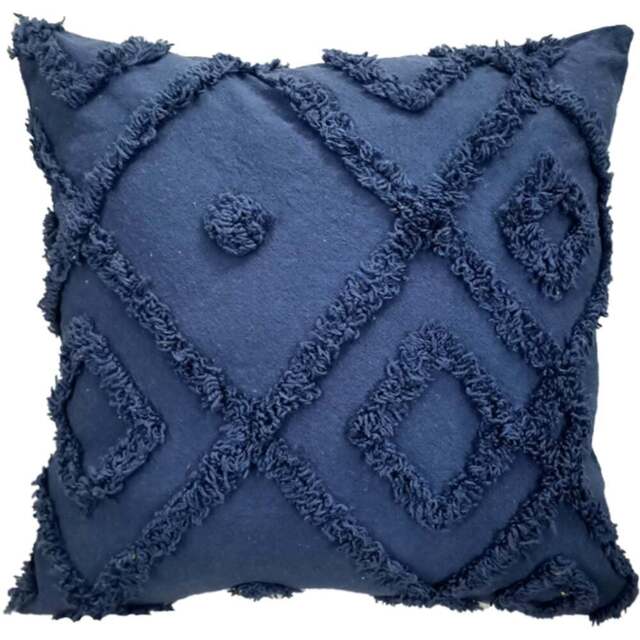 Velosso Diamond Tuft Navy Filled Cushion 43 x 43cm 2 Pack - Blue - Wilko - image 1