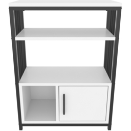 Decorotika Letos Single Door 3 Shelf White and Black Bookshelf - Size: 80 x 60 x 29.6cm - Multi - Wilko - thumbnail 4