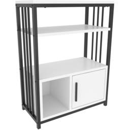 Decorotika Letos Single Door 3 Shelf White and Black Bookshelf - Size: 80 x 60 x 29.6cm - Multi - Wilko - thumbnail 3