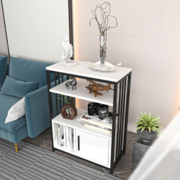 Decorotika Letos Single Door 3 Shelf White and Black Bookshelf - Size: 80 x 60 x 29.6cm - Multi - Wilko - thumbnail 5