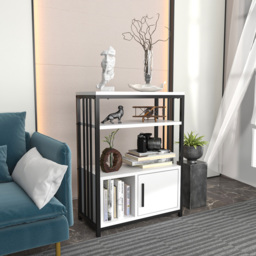 Decorotika Letos Single Door 3 Shelf White and Black Bookshelf - Size: 80 x 60 x 29.6cm - Multi - Wilko - thumbnail 6