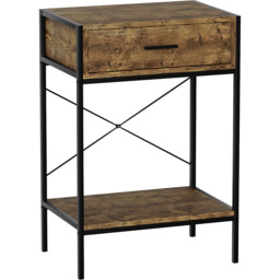 Vida Designs Brooklyn Single Drawer Dark Wood Rustic Industrial Console Table - Size: 34 x 50 x 74cm - Brown - Wilko - thumbnail 3