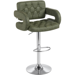 Portland Green PU Leather Height Adjustable Swivel Bar Stool - Size: Single - Wilko - thumbnail 3