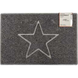 Oseasons Grey Star Embossed Doormat 75 x 44cm - Wilko