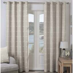 Divante Natural Salcombe Linen Check Curtains 183 x 168cm - Size: W 183 x D 168cm - Wilko
