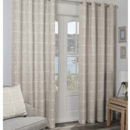 Divante Natural Salcombe Linen Check Curtains 183 x 168cm - Size: W 183 x D 168cm - Wilko - thumbnail 3