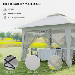 Outsunny 3 x 3m 2-Tier Grey Pop Up Gazebo with Mesh Curtains - Size: 4 x 4m - Wilko - thumbnail 6