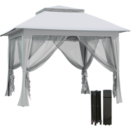 Outsunny 3 x 3m 2-Tier Grey Pop Up Gazebo with Mesh Curtains - Size: 4 x 4m - Wilko - thumbnail 3