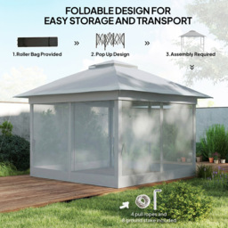 Outsunny 3 x 3m 2-Tier Grey Pop Up Gazebo with Mesh Curtains - Size: 4 x 4m - Wilko - thumbnail 7