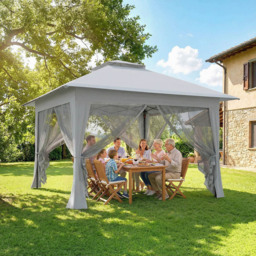 Outsunny 3 x 3m 2-Tier Grey Pop Up Gazebo with Mesh Curtains - Size: 4 x 4m - Wilko - thumbnail 4