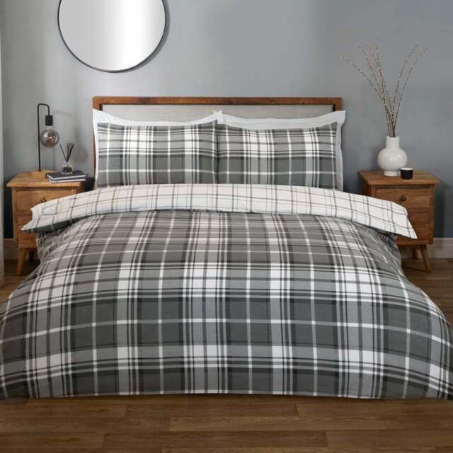 Balmoral Check Duvet Set Grey Superking - Divante Finest - Wilko - image 1