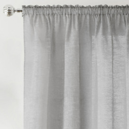Tyrone Textiles Rhodes Silver Linen Look Rod Pocket Voile Panel Curtains 140 x 229cm - Size: W 140 x D 229cm - Wilko - thumbnail 3