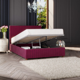 Laurence Llewelyn Bowen Estella Small Double Berry Plush Velvet Ottoman Bed - Purple - Laurence Llewelyn-Bowen - Wilko - thumbnail 3