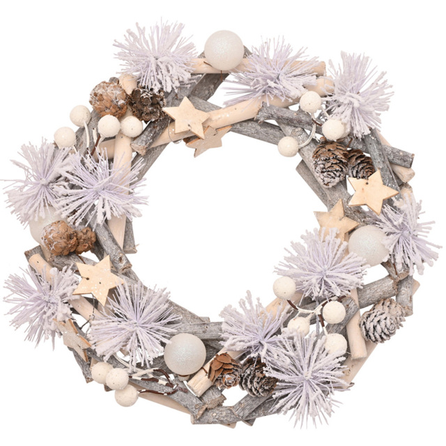 The Seasonal Gift Co. White Frosted Twig Wreath 30cm - Size: 30 x 30 x 9cm - Wilko - image 1