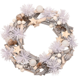 The Seasonal Gift Co. White Frosted Twig Wreath 30cm - Size: 30 x 30 x 9cm - Wilko - thumbnail 1