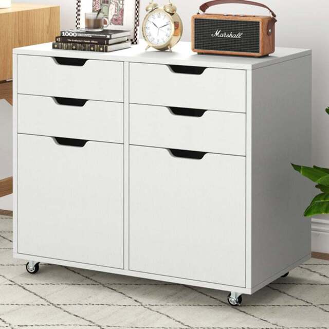 Costway 4 Drawer White Chest of Drawers with Universal Wheels - Wilko - image 1