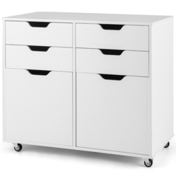 Costway 4 Drawer White Chest of Drawers with Universal Wheels - Wilko - thumbnail 3