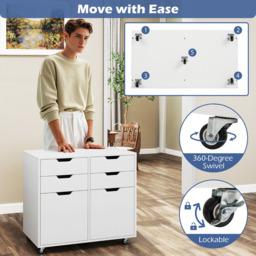 Costway 4 Drawer White Chest of Drawers with Universal Wheels - Wilko - thumbnail 7