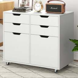 Costway 4 Drawer White Chest of Drawers with Universal Wheels - Wilko - thumbnail 1