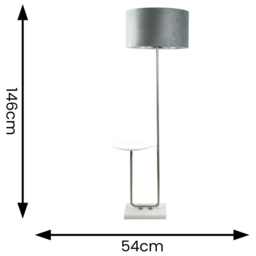 ValueLights Tavel Chrome LED Floor Lamp Table with Grey and Chrome Velvet Lamp Shade - Size: 146 x 54 x 35cm - Silver - Wilko - thumbnail 5