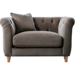 Elsie Chesterfield 6 Seater Mushroom Plush Velvet Sofa Suite - Brown - Wilko - thumbnail 5