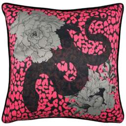 furn. Serpentine Pink and Charcoal Animal Print Cushion - Size: 43 x 43 cm - Multi - Wilko