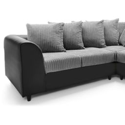 Luxor 5 Seater Black and Grey Jumbo Cord Scatter Back L Shaped Corner Sofa Set - Multi - Wilko - thumbnail 4