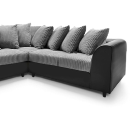 Luxor 5 Seater Black and Grey Jumbo Cord Scatter Back L Shaped Corner Sofa Set - Multi - Wilko - thumbnail 5