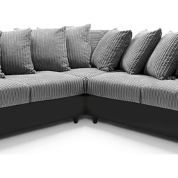 Luxor 5 Seater Black and Grey Jumbo Cord Scatter Back L Shaped Corner Sofa Set - Multi - Wilko - thumbnail 6