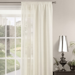 Velosso Riva Plain Cream Slot Top Voile Panel Curtain 150 x 122cm - Size: W 150 x D 122cm - Wilko - thumbnail 3