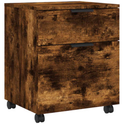 vidaXL Single Door Single Drawer Smoked Oak File Cabinet with Swivel Wheels - Size: 225 x 42.5 x 45cm - Brown - Wilko - thumbnail 3