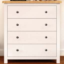 Maggiori 4 Drawer Off White Chest of Drawers with Brass Knobs - Wilko