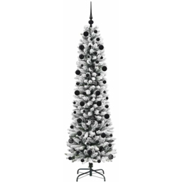 vidaXL Pre-Lit Warm White LED and Black Baubles White Artificial Christmas Tree with Stand 6.8ft - Wilko - thumbnail 5