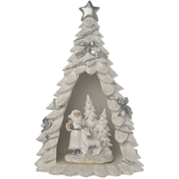 The Seasonal Gift Co. LED Freestanding Santa and Reindeer in Tree Christmas Decoration 24cm - Size: 25 x 15 x 15cm - White - Wilko