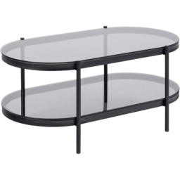 Florence Bayonne Single Shelf Smoked Glass Top Oval Coffee Table - Black - Furniture To Go - Wilko - thumbnail 4
