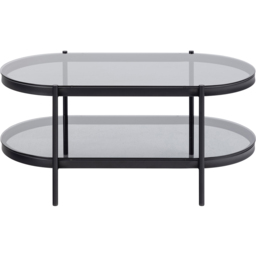 Florence Bayonne Single Shelf Smoked Glass Top Oval Coffee Table - Black - Furniture To Go - Wilko - thumbnail 3